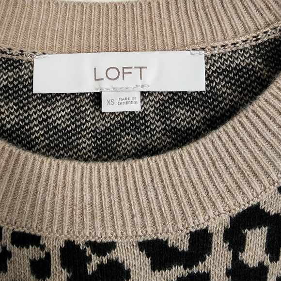 Loft Cheetah Print Long-Sleeve Stretch Knit Sweater Mini Dress Women's S… - Picture 3 of 8